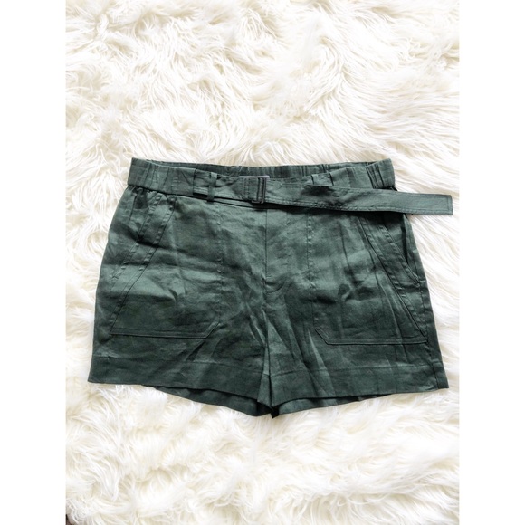 Vince belted linen green fern shorts - Picture 9 of 10